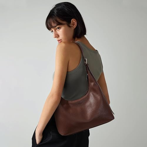 Women's Vegan Leather Crescent Hobo Bag | Convertible Shoulder & Crossbody Handbag with Zipper