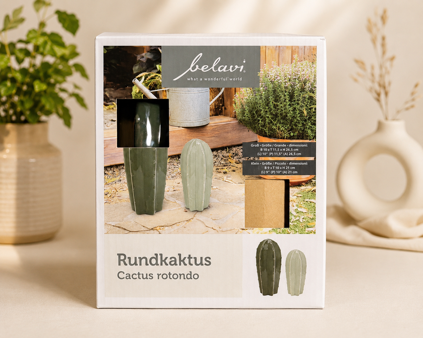 Ceramic Cactus Decoration Set – Modern Home Décor (2 Pieces)