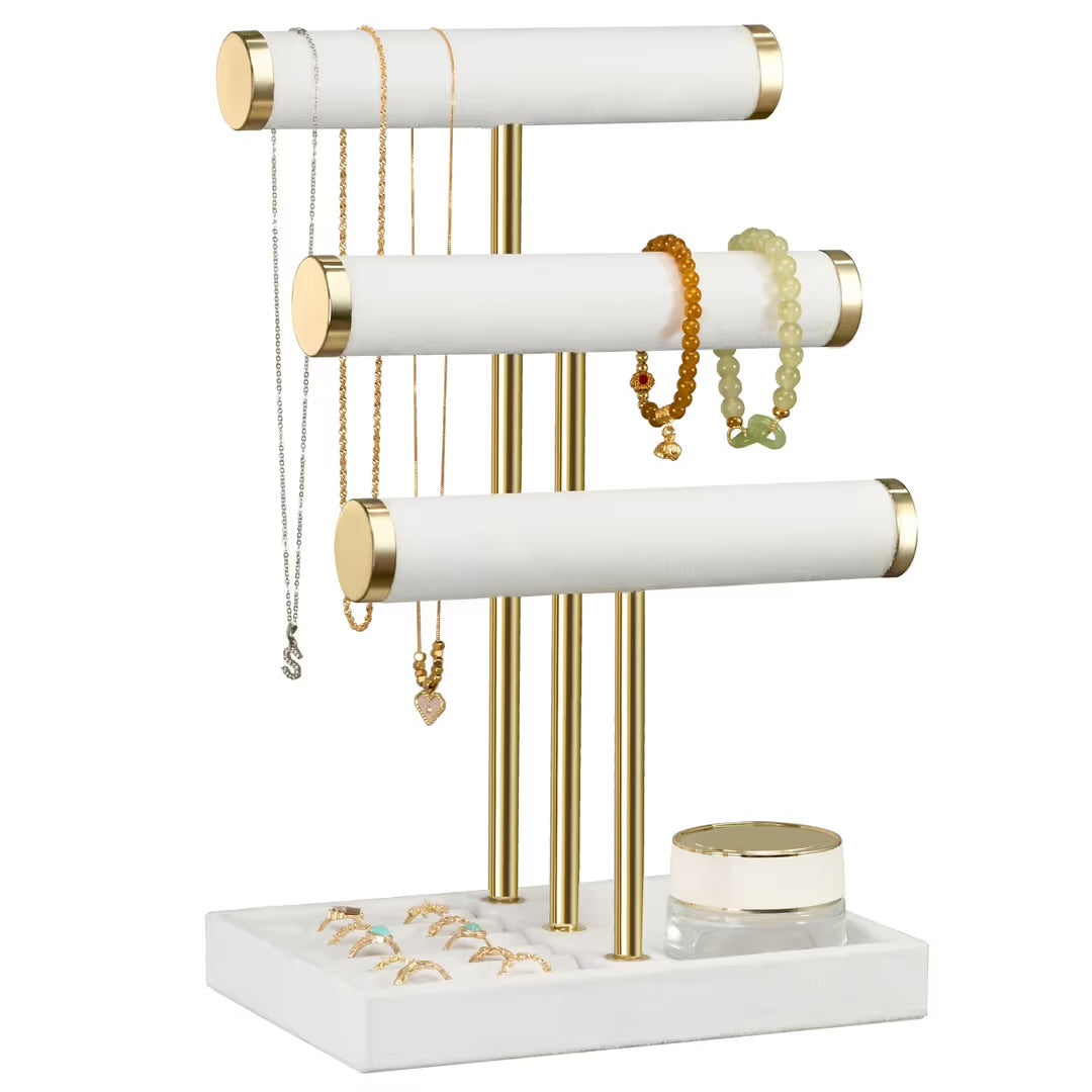 Luxury 3-Tier Velvet Jewelry Organizer & Display Stand