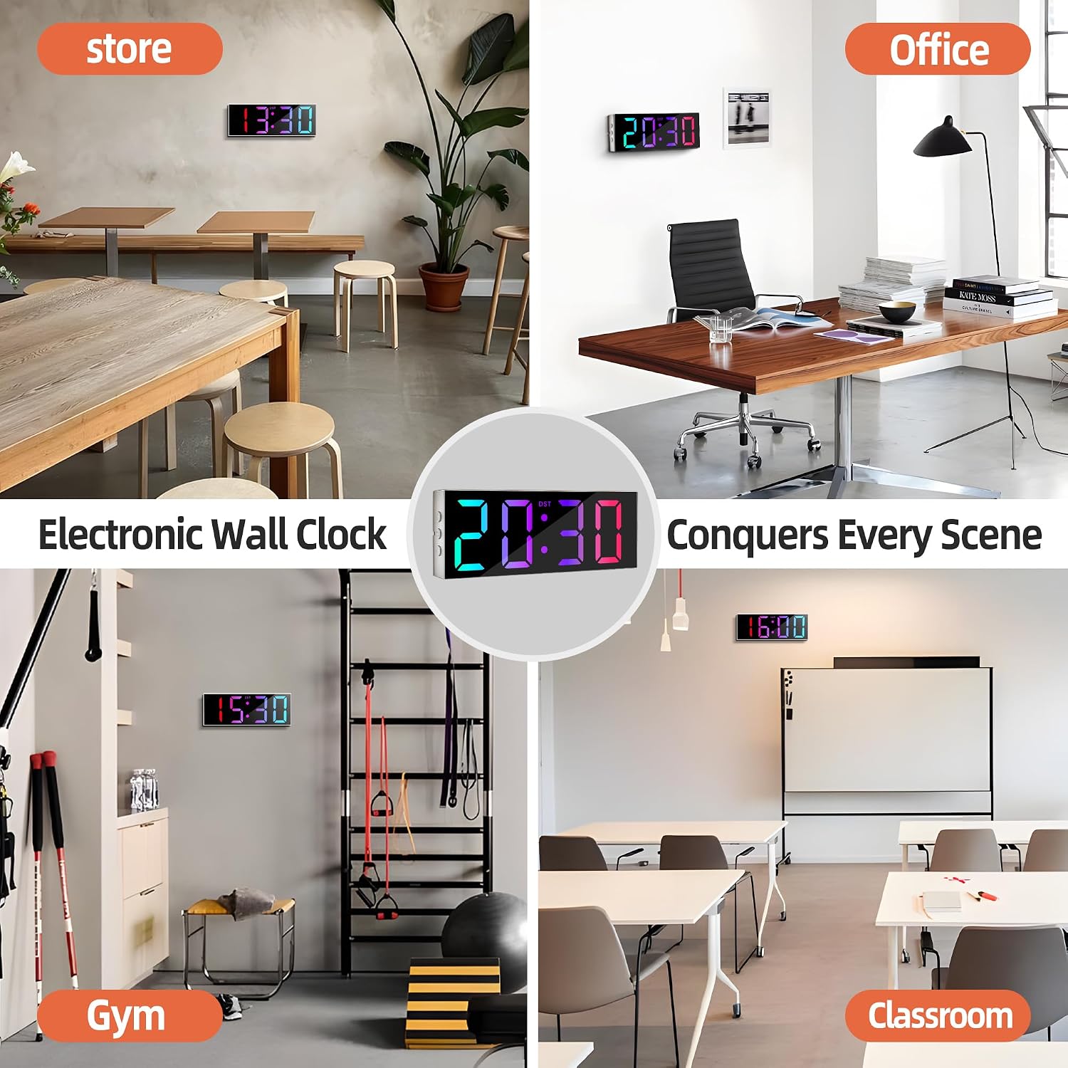 30.4 cm Large Digital Wall Clock with Remote Control