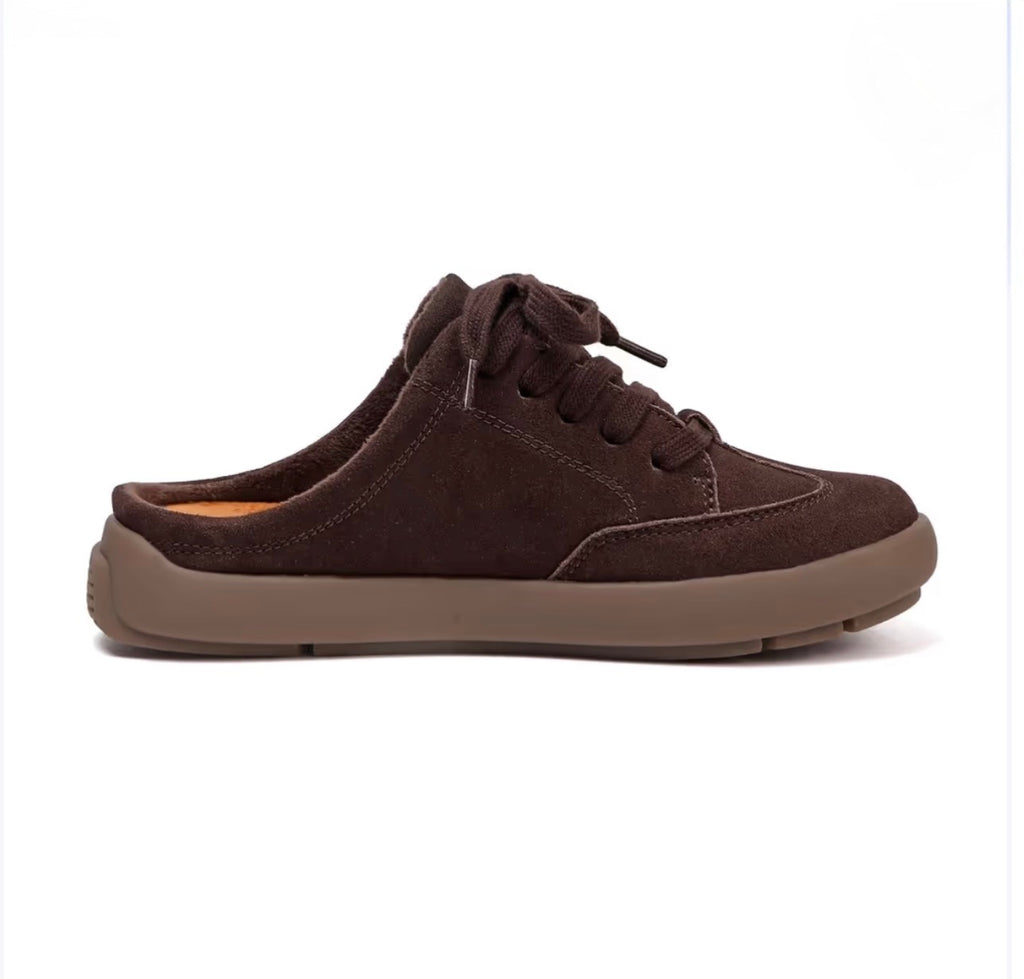 Women's Suede Slip-On Mule Sneakers – Cozy Indoor & Outdoor Comfort Shoes (EU 37)