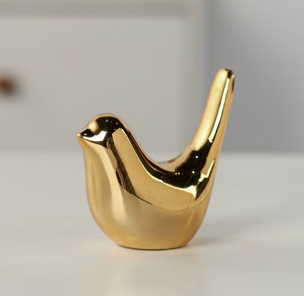 Golden Bird Ceramic Figurine