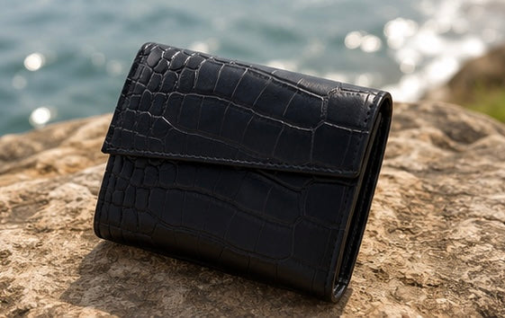 Noir Croc Mini Wallet
