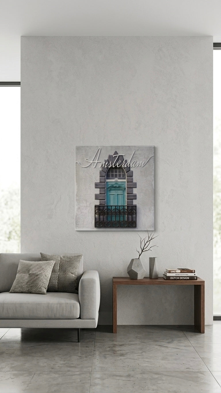 Amsterdam Architectural Canvas Wall Art | 3D Relief Balcony (50 x 50 cm)