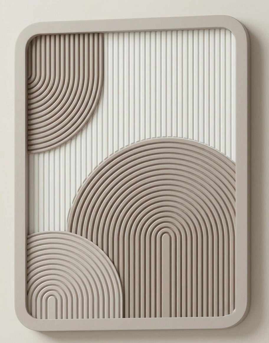 3D Fluted Arch Wall Decor – Minimalist Textured Wood Relief Art (40x30 cm)