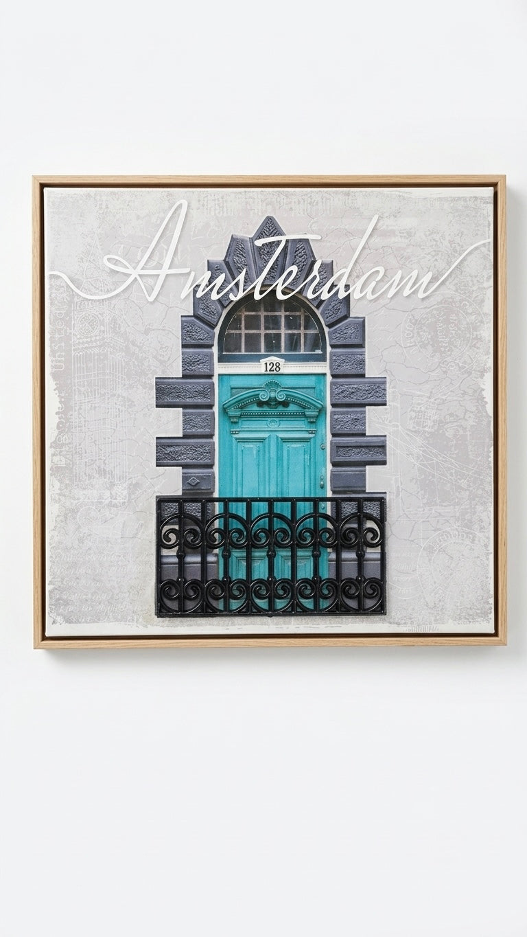 Amsterdam Architectural Canvas Wall Art | 3D Relief Balcony (50 x 50 cm)