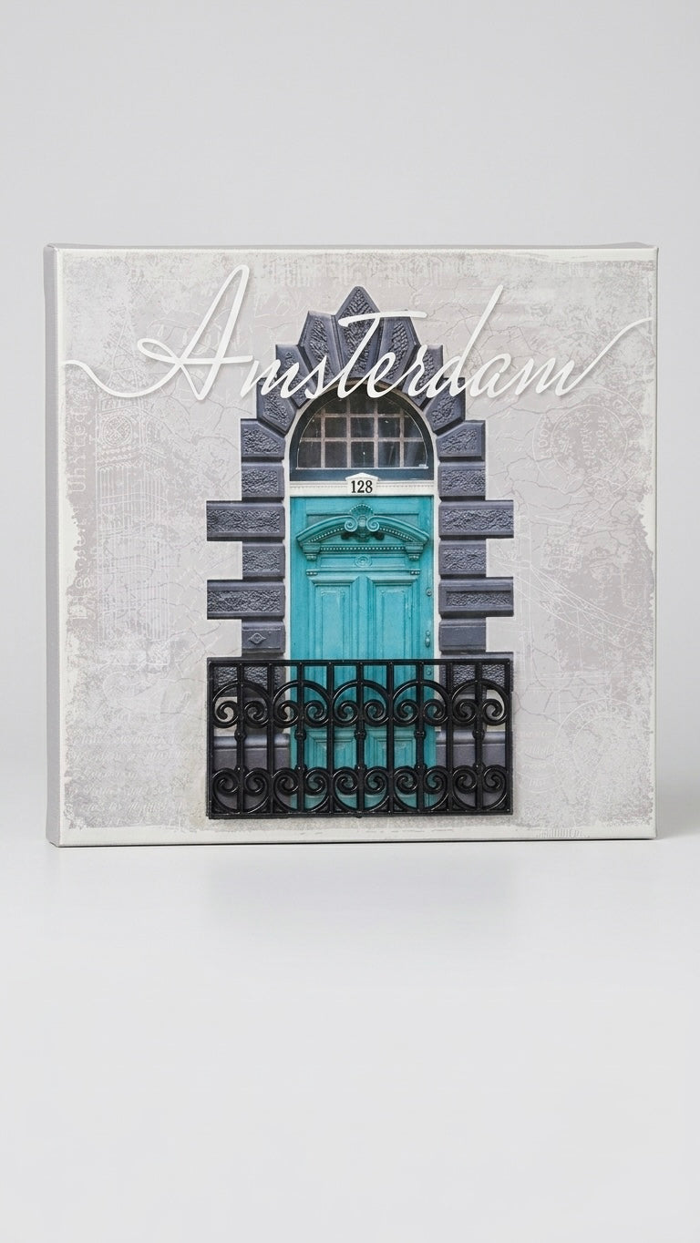 Amsterdam Architectural Canvas Wall Art | 3D Relief Balcony (50 x 50 cm)