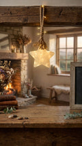 Cozy Glowing LED Hanging Star Decoration with Rustic Hemp Rope